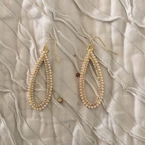 Gold teardrop hoop earrings